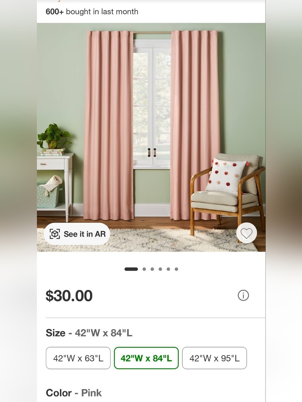 TWO Pillowfort Blackout Curtain Panels - Pink